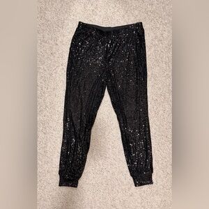 Spense Elegant Black Sequin Trousers